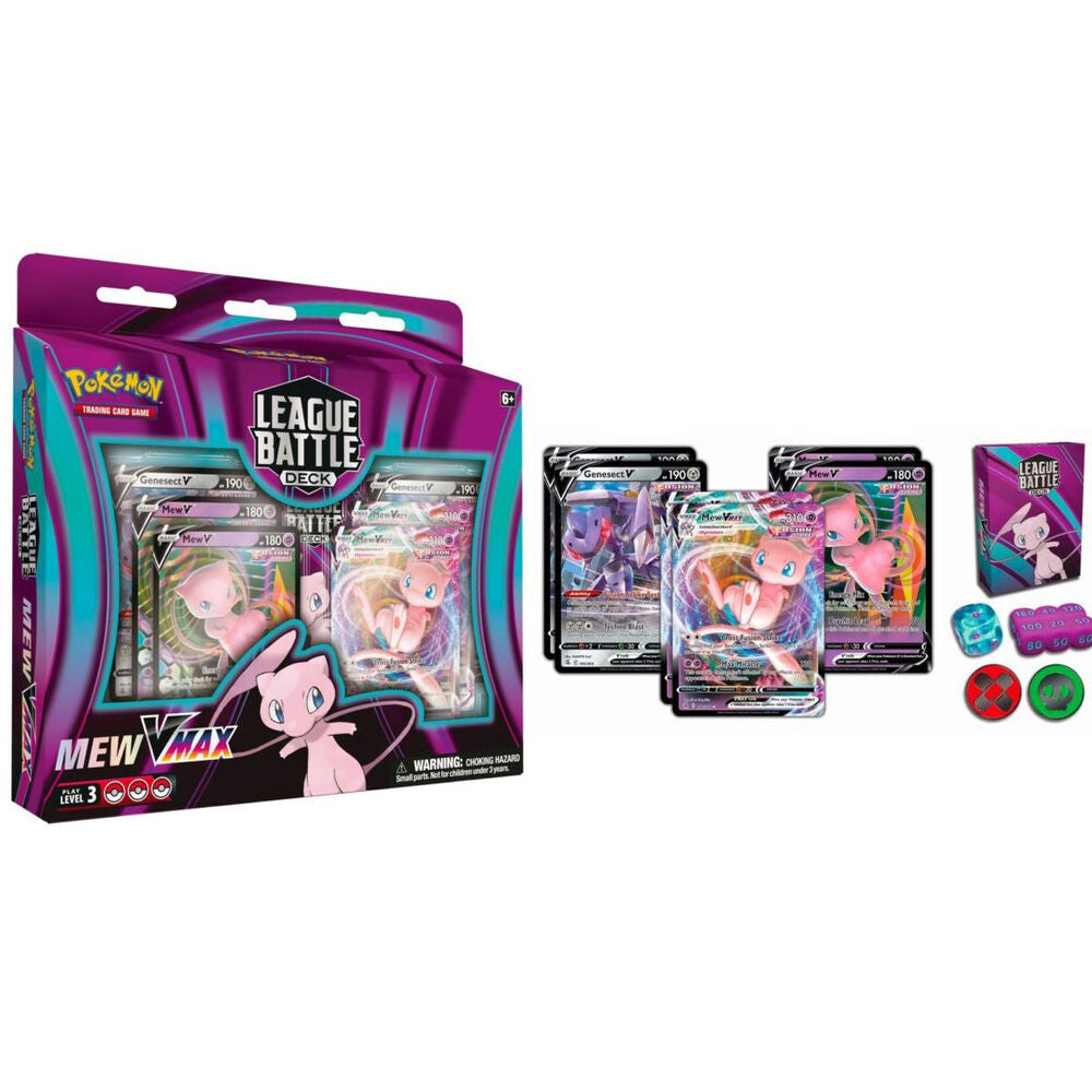 Blister Juego Cartas Coleccionables League Battle Mew VMax Pokemon español Frikytopia