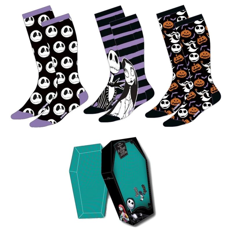 Set 3 calcetines Pesadilla Antes de Navidad Disney adulto surtido Frikytopia
