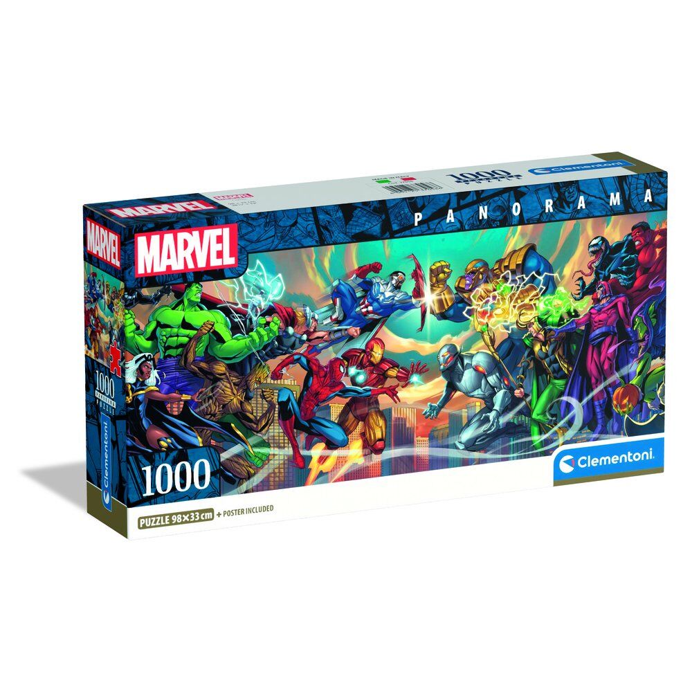 Puzzle Panorama Heroes vs Villanos Marvel 1000pzs Frikytopia