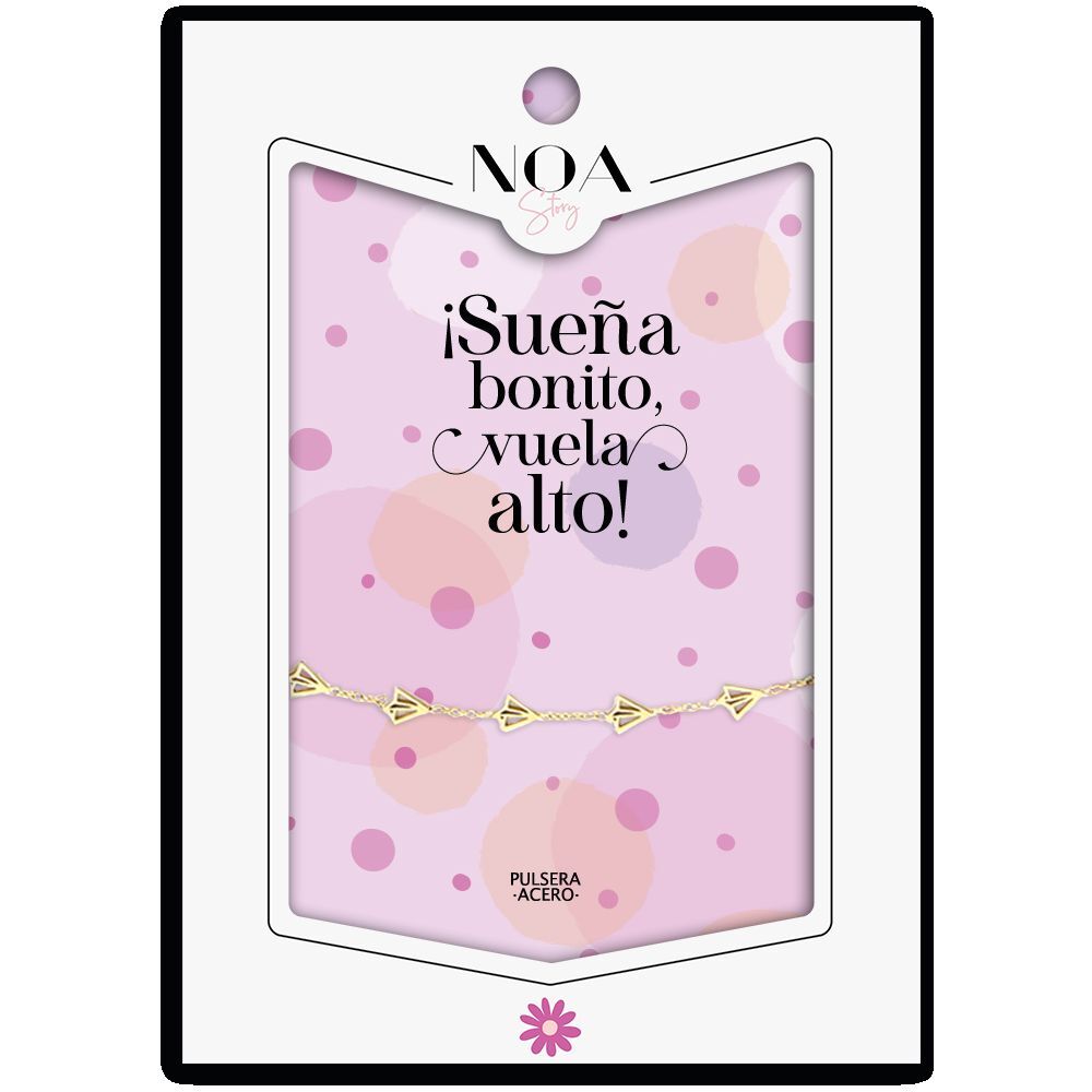 Pulsera Aviones Papel acero dorado - Sueña Bonito, Vuela Alto Frikytopia