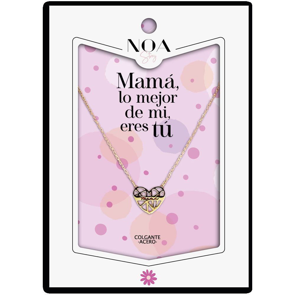 Colgante Corazon Mama Acero Dorado - Mama Lo Mejor de Mi Vida Eres Tu