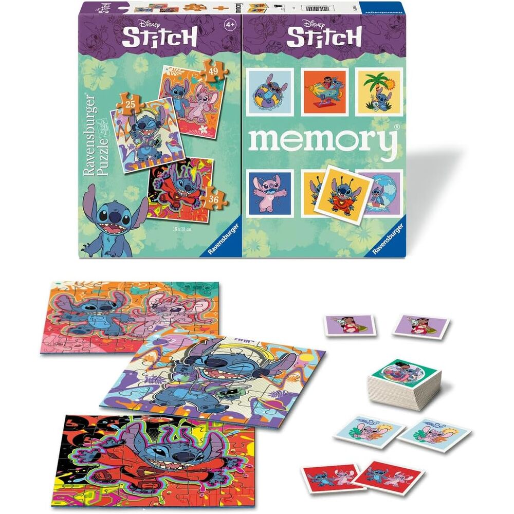 Multipack Memory + 3 Puzzles Stitch Disney