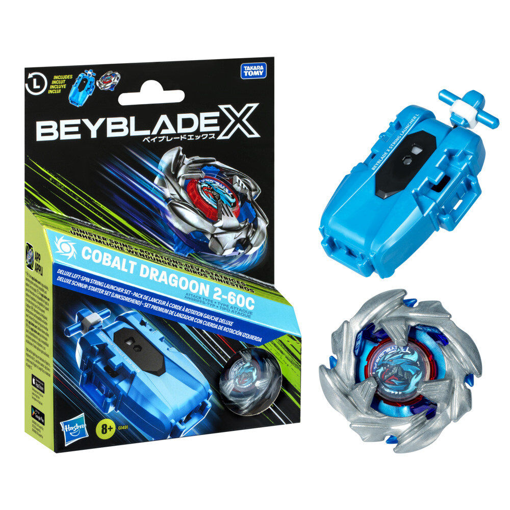 Set Premium lanzador con cuerda y top Cobalt Dragoon 2-60C Beyblade X Frikytopia