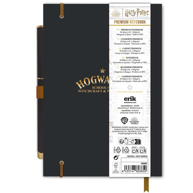 Cuaderno A5 Premium + Boligrafo Hogwarts Harry Potter