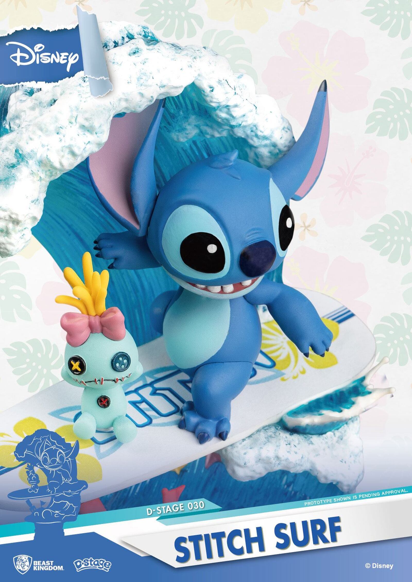 Disney Summer Series Diorama PVC D-Stage Stitch Surf 15 cm