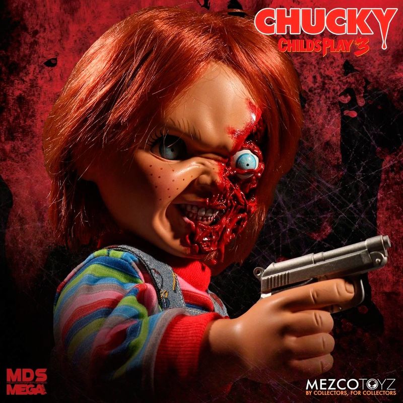 Figura Chucky el Muñeco Diabolico 3 Cara Pizza Parlante 38 cm Ingles