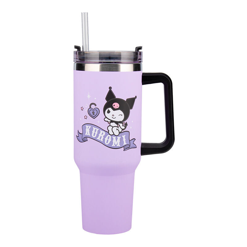 Vaso Aislante Paladone Sanrio Kuromi y Pajita Hello Kitty 900ml