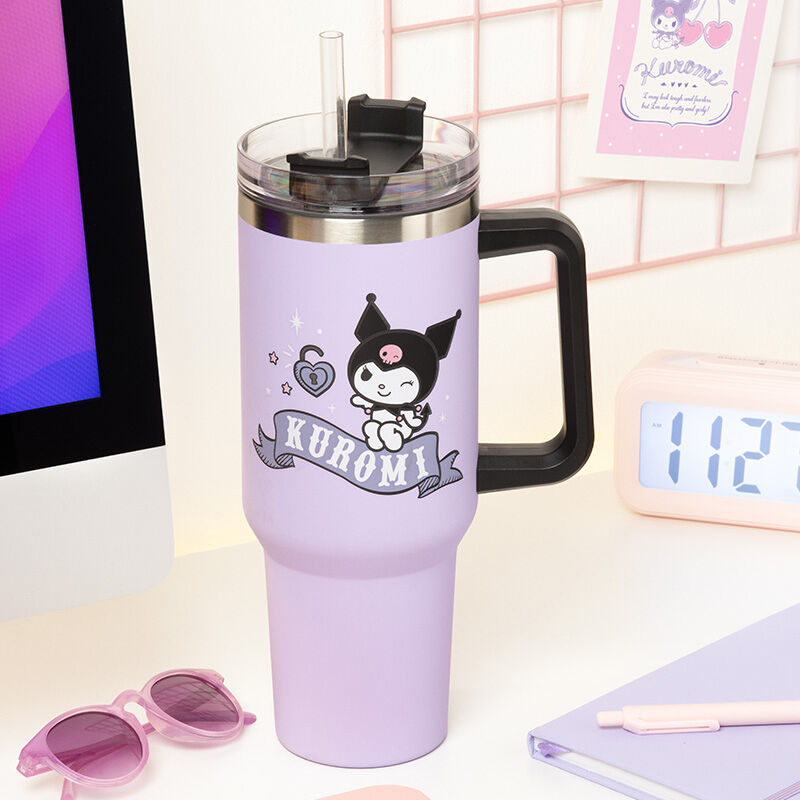 Vaso Aislante Paladone Sanrio Kuromi y Pajita Hello Kitty 900ml