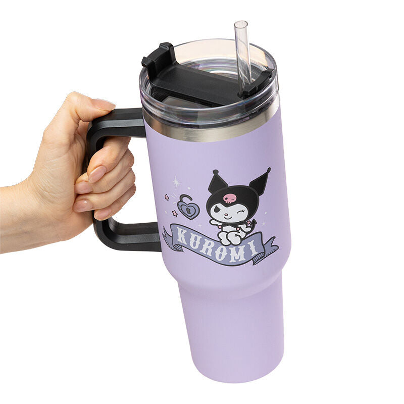 Vaso Aislante Paladone Sanrio Kuromi y Pajita Hello Kitty 900ml