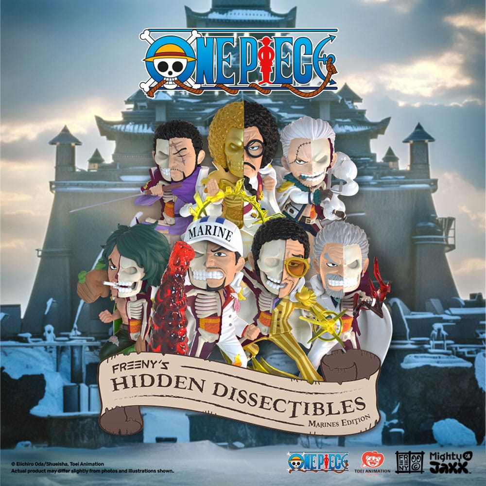 One Piece Freeny's Hidden Dissectables Marines Edition 4 inch Vinyl Figure Blind Box Display (6) Frikytopia