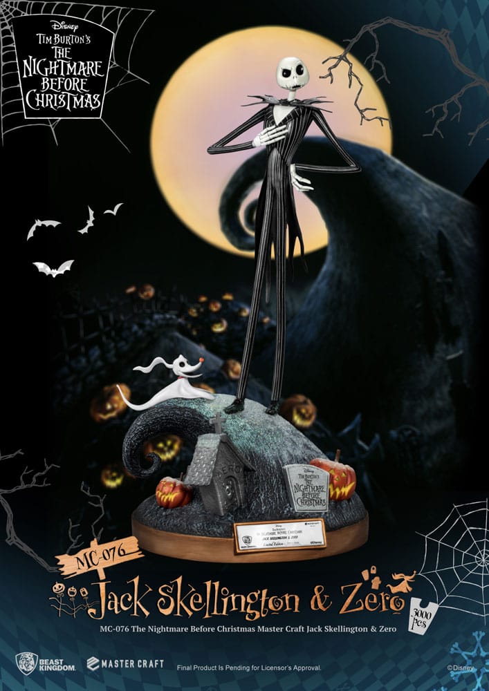Pesadilla antes de Navidad Estatua Master Craft Jack Skellington & Zero 39 cm