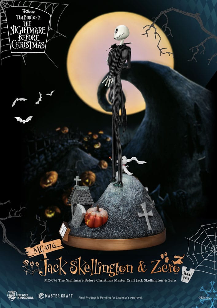 Pesadilla antes de Navidad Estatua Master Craft Jack Skellington & Zero 39 cm