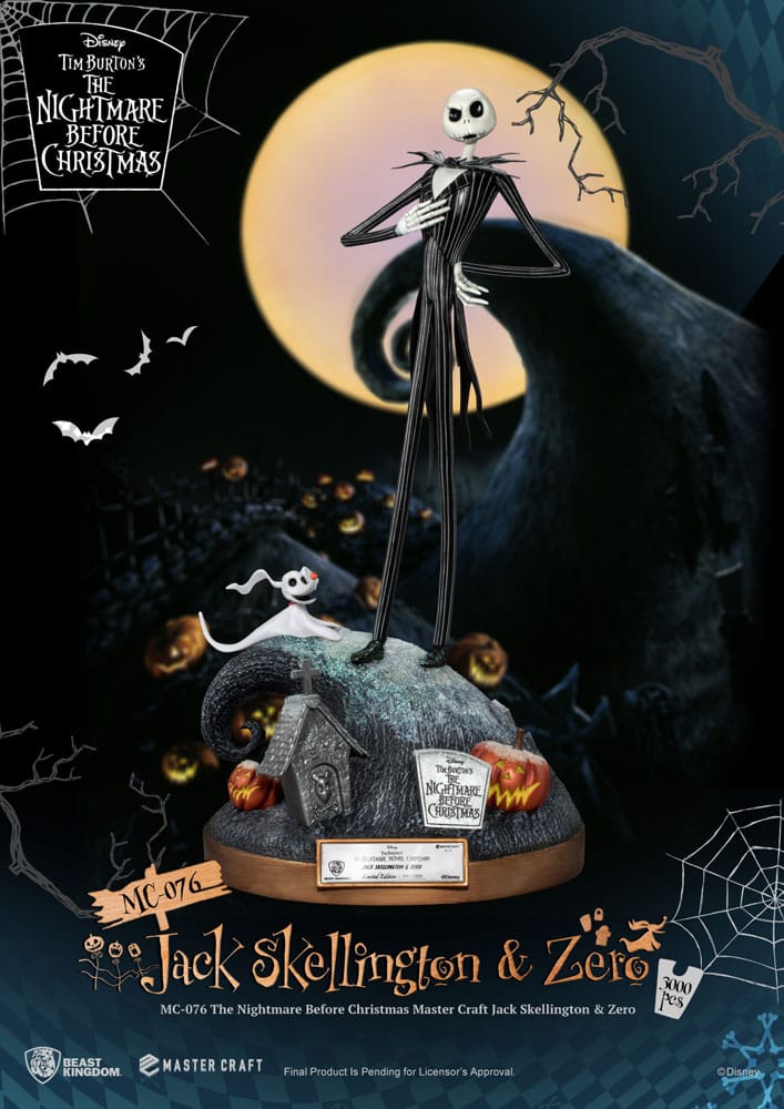Pesadilla antes de Navidad Estatua Master Craft Jack Skellington & Zero 39 cm