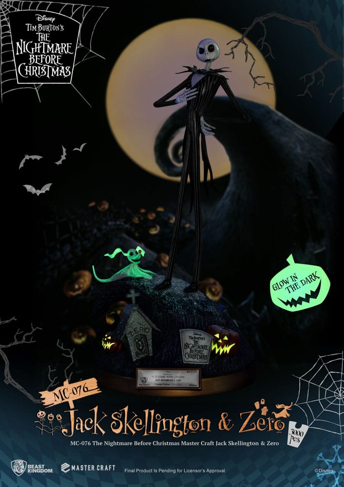 Pesadilla antes de Navidad Estatua Master Craft Jack Skellington & Zero 39 cm