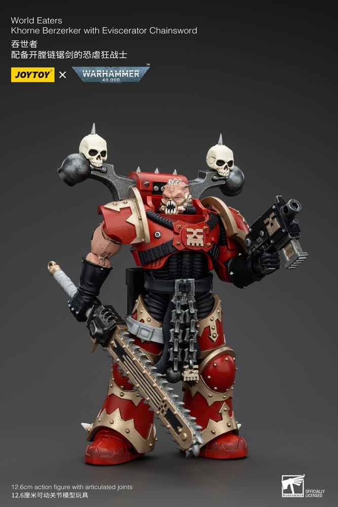 Warhammer 40k Figura 1/18 World Eaters Khorne Berzerker With Eviscerator Chainsword 13 cm