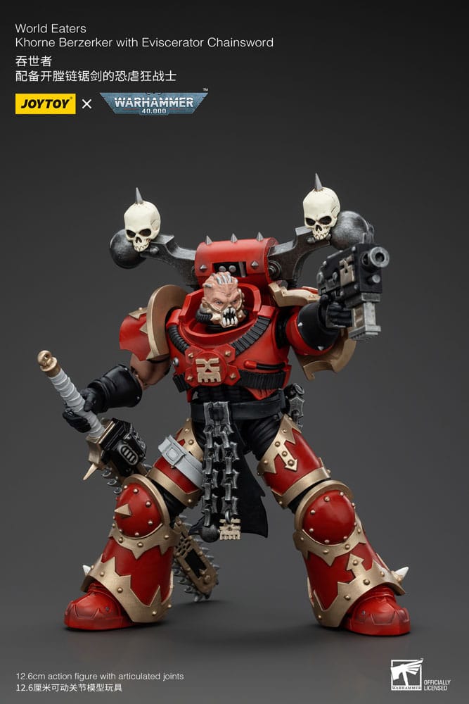 Warhammer 40k Figura 1/18 World Eaters Khorne Berzerker With Eviscerator Chainsword 13 cm