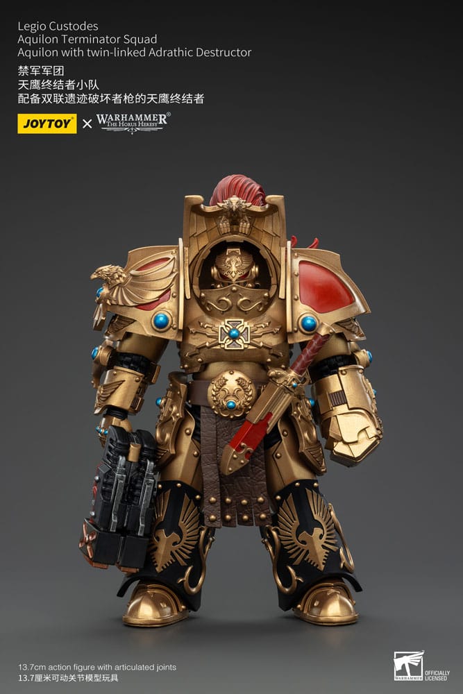 Warhammer The Horus Heresy Figura 1/18 Legio Custodes Aquilon Terminator Squad Aquilon With Twin-linked Adrathic Destructor 14 cm