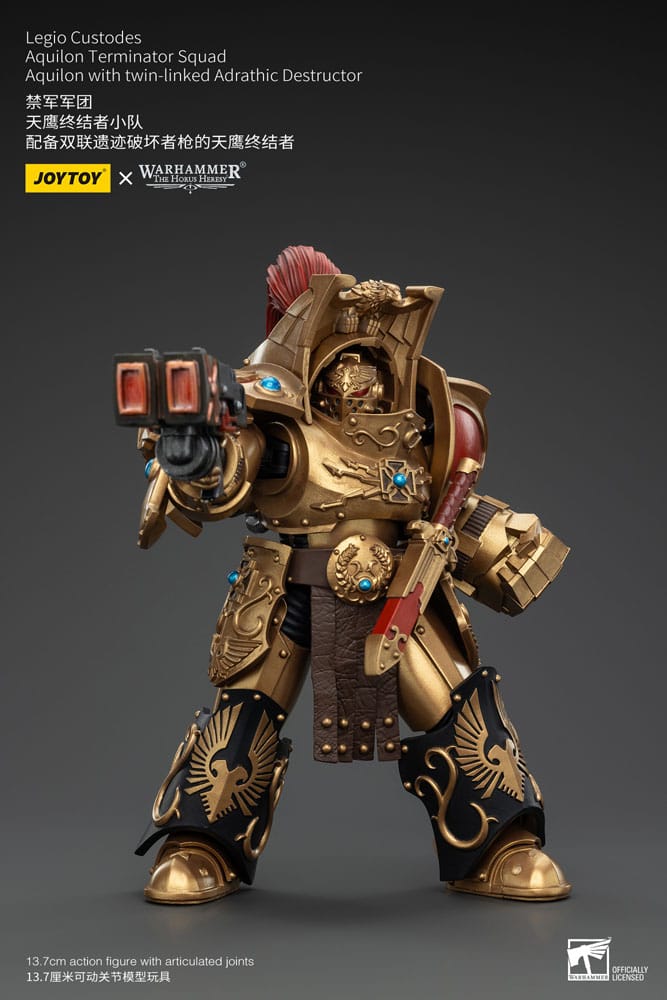 Warhammer The Horus Heresy Figura 1/18 Legio Custodes Aquilon Terminator Squad Aquilon With Twin-linked Adrathic Destructor 14 cm