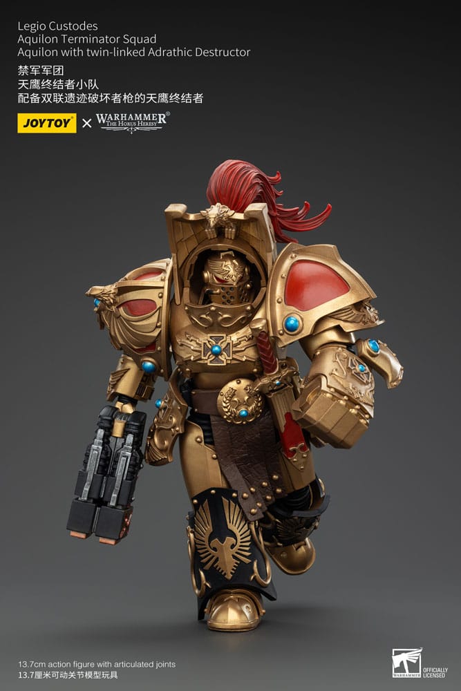 Warhammer The Horus Heresy Figura 1/18 Legio Custodes Aquilon Terminator Squad Aquilon With Twin-linked Adrathic Destructor 14 cm