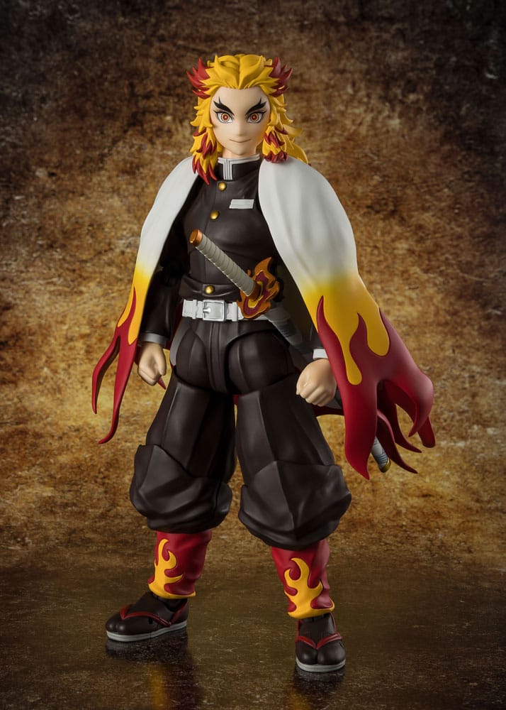 Kyojuro rengoku figura 15 cm demon slayer: kimetsu no yaiba sh figuarts