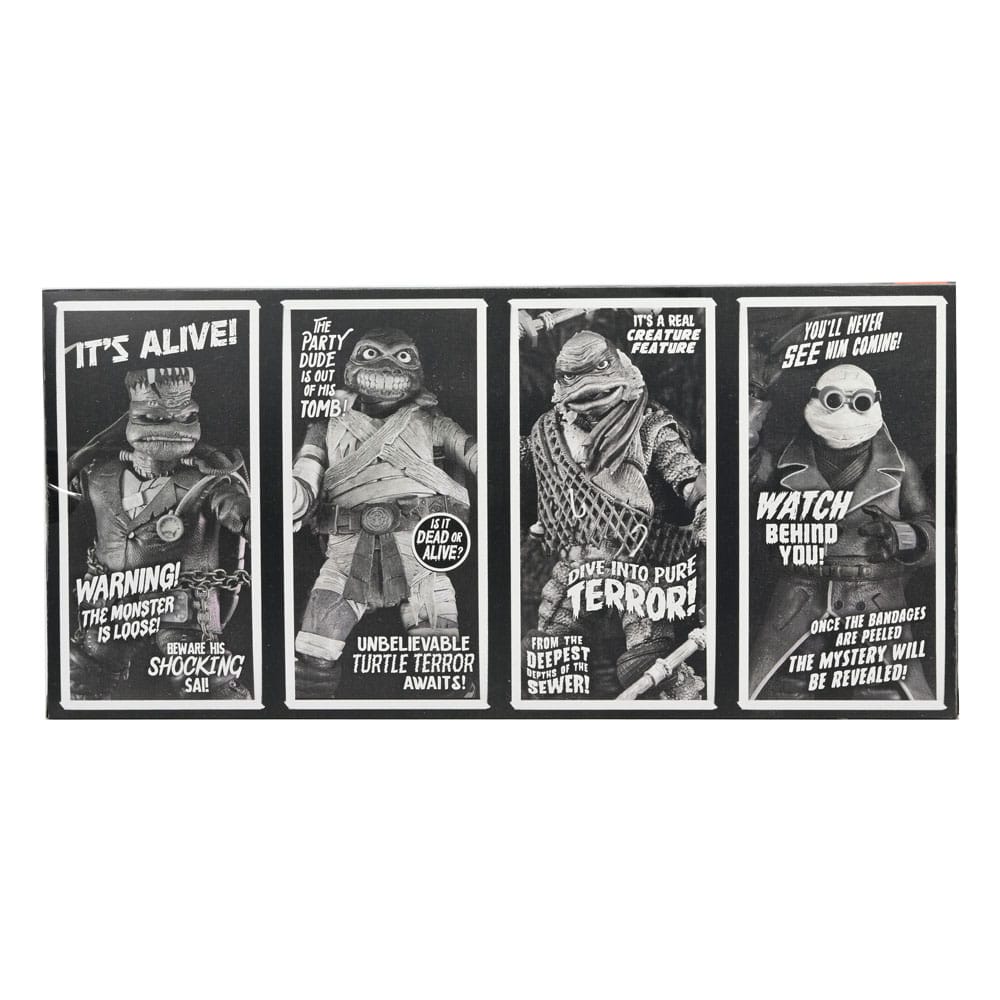 Universal Monsters x Teenage Mutant Ninja Turtles pack de 4 Figuras Turtles Black & White 18 cm