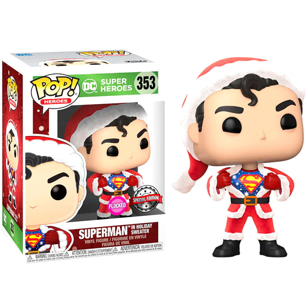 Set Figura POP Tee DC Comics Superman Exclusive Flocked Talla S