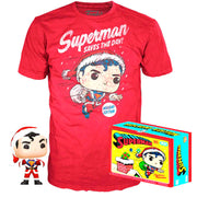 Set Figura POP Tee DC Comics Superman Exclusive Flocked Talla XL