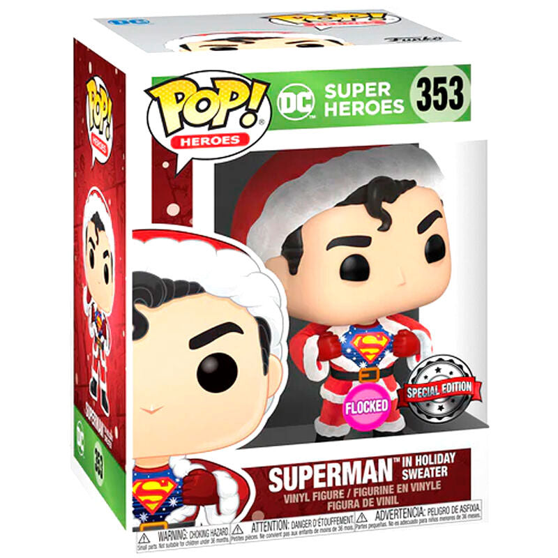 Set Figura POP Tee DC Comics Superman Exclusive Flocked Talla XL