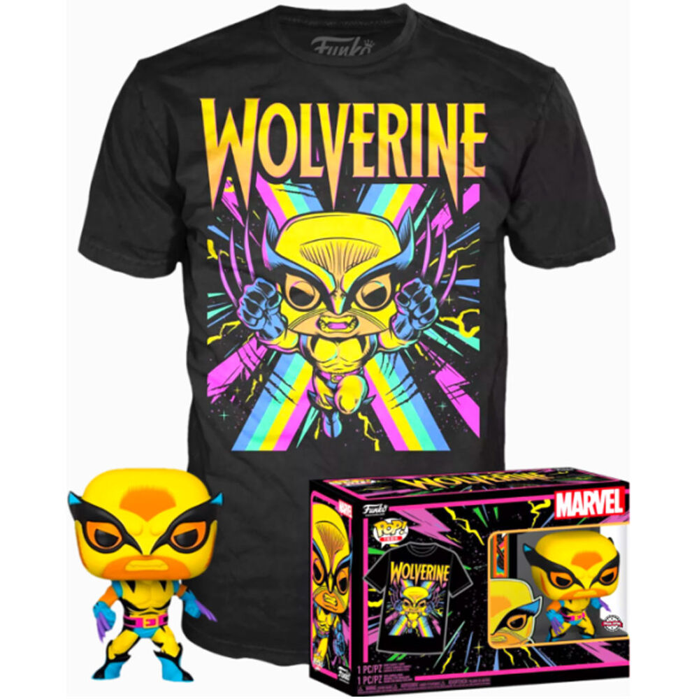 Set figura POP & Tee Marvel Wolverine Black Light Frikytopia
