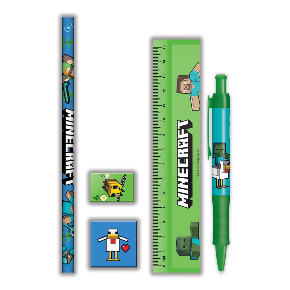Minecraft Juego de 5 Piezas Para Escribir Frikytopia