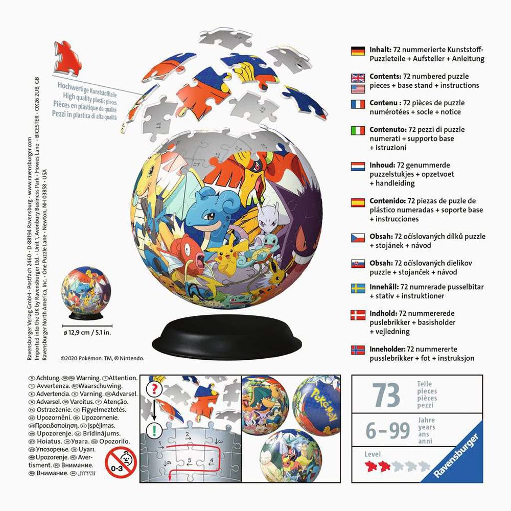 Pokémon Puzzle 3D Ball (73 Piezas)