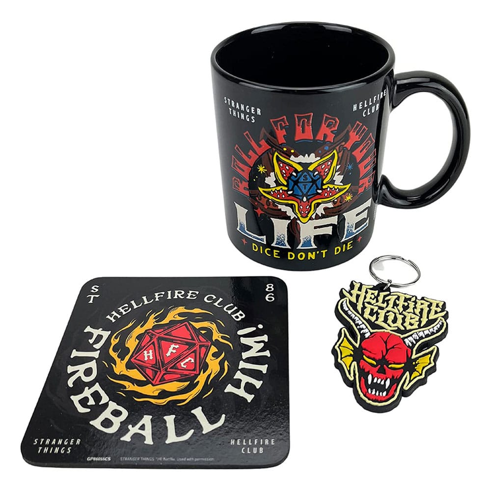 Stranger Things Juego de taza, posavasos y llavero Hellfire Frikytopia