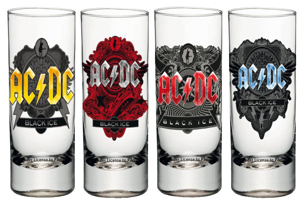 AC/DC Pack de 4 Vasos de Chupitos Black Ice