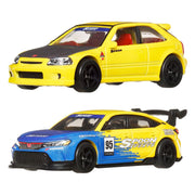 Hot Wheels Premium Pack de 2 Vehículos Die-Cast Car Culture 1/64 '99 Honda Civic Type R (EK9) & Honda Civic Type R