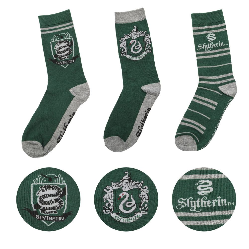 Harry Potter Pack de 3 Pares de Calcetines Slytherin