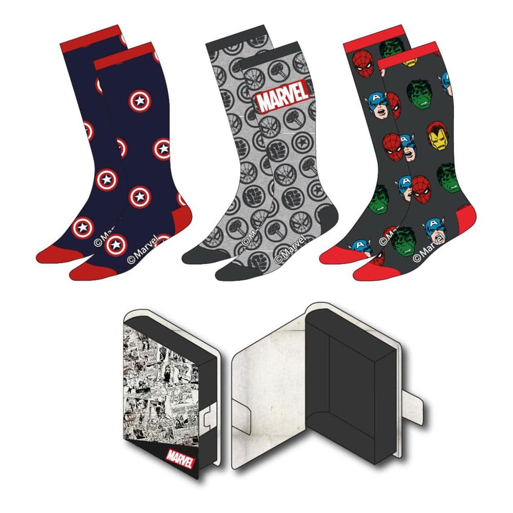 Marvel Pack de 3 Pares de Calcetines 38-45