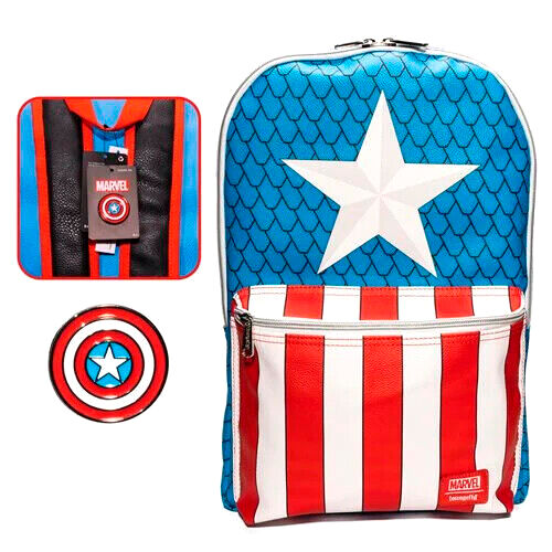 Mochila + pin Capitan America Marvel Loungefly 45cm Frikytopia