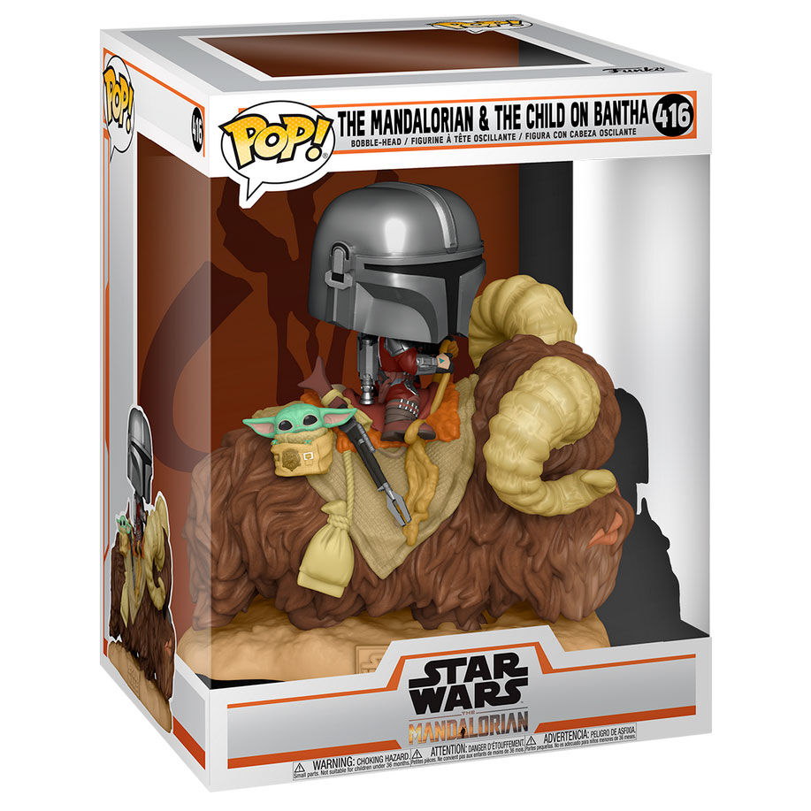 Figura POP Star Wars The Mandalorian Mando On Bantha With Child