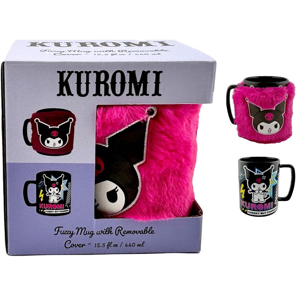 Taza Funda de Peluche Kuromi Hello Kitty 440ml