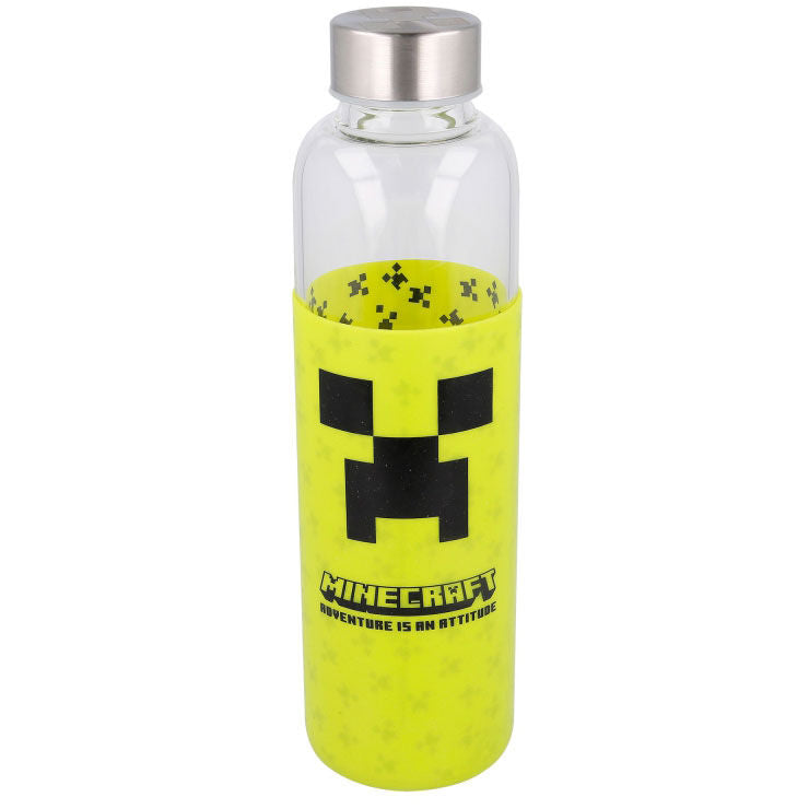 Botella Cristal Minecraft Funda Silicona 585ml Frikytopia