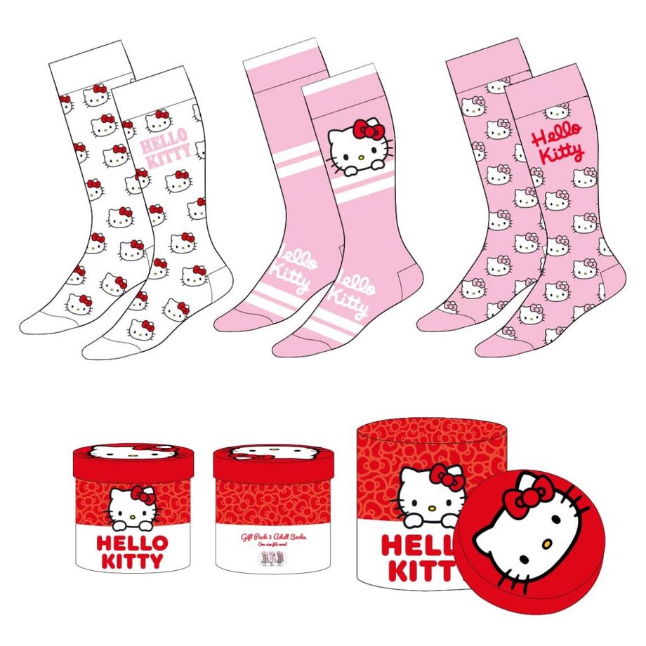 Set 3 calcetines Hello Kitty adulto Frikytopia