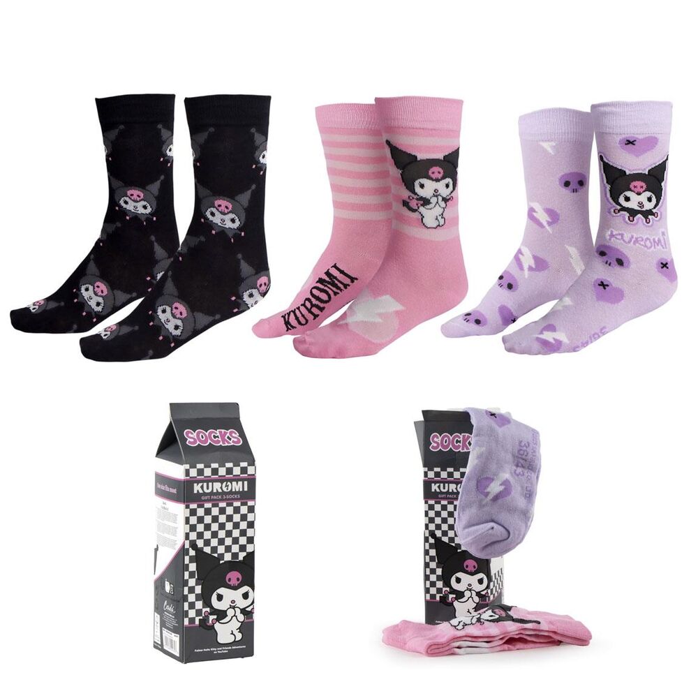 Set 3 Calcetines Kuromi Hello Kitty Adulto