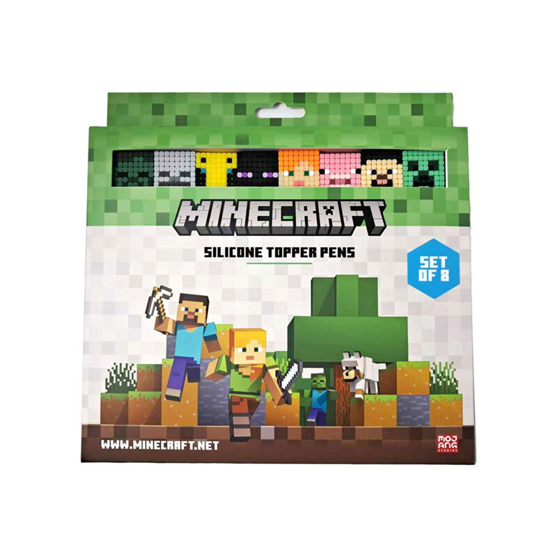Blister 8 Boligrafos Punta Fina Topper Minecraft Frikytopia