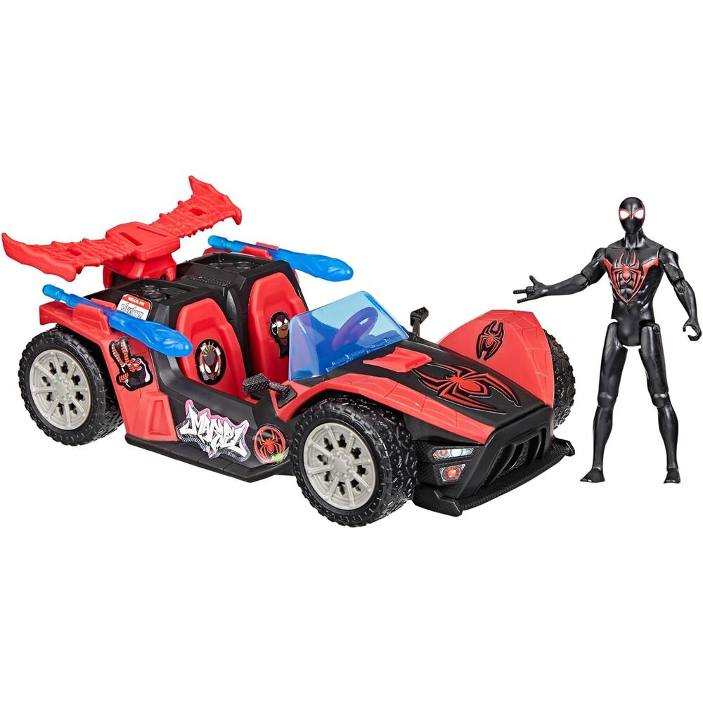Coche Lanzador + Figura Miles Morales Venom Versus Epic World Of Action Spider-Man Marvel
