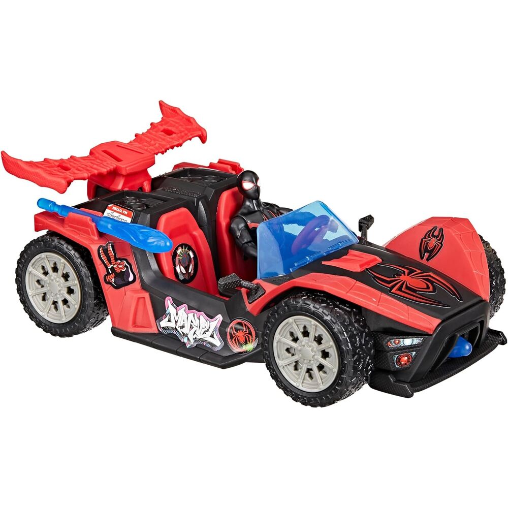 Coche Lanzador + Figura Miles Morales Venom Versus Epic World Of Action Spider-Man Marvel