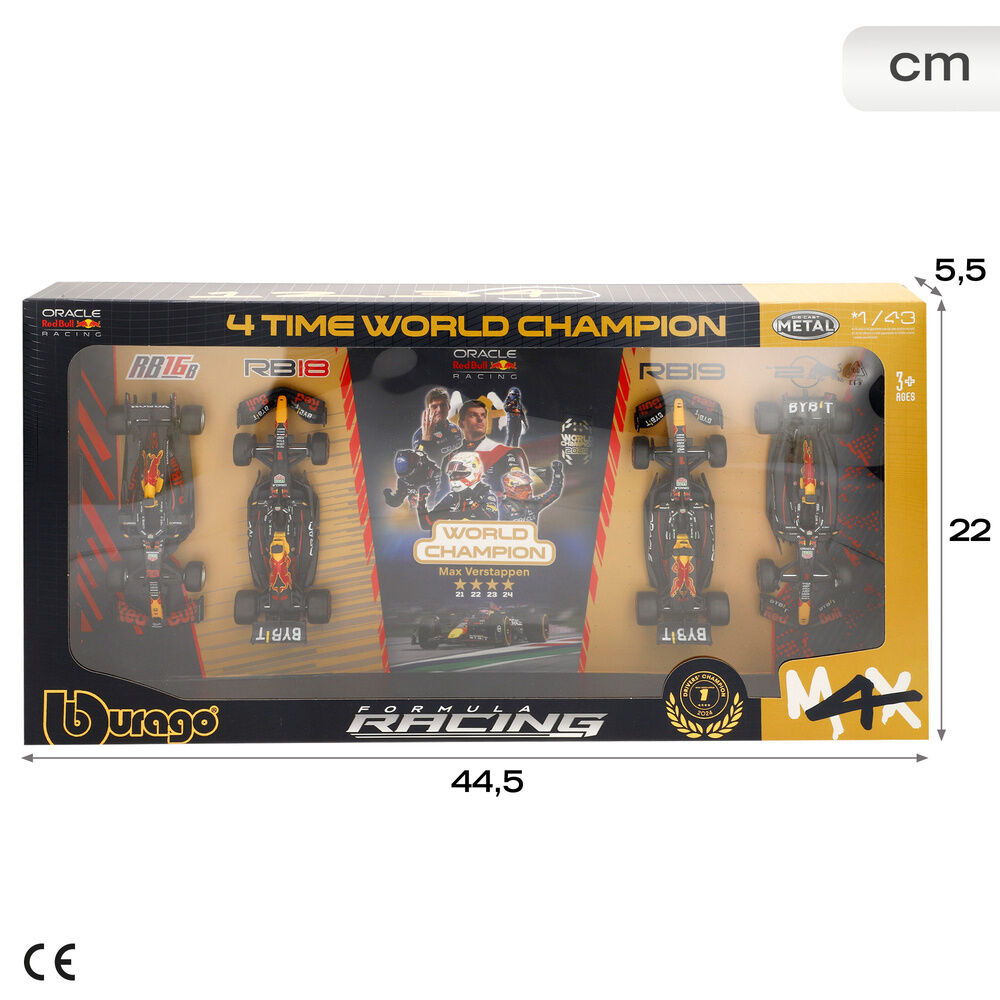 Blister 4 coches Campeonatos F1 Red Bull metal