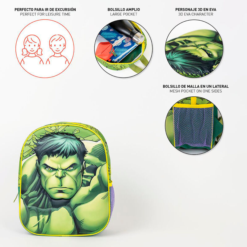Mochila 3D Hulk los Vengadores Avengers Marvel 31 cm