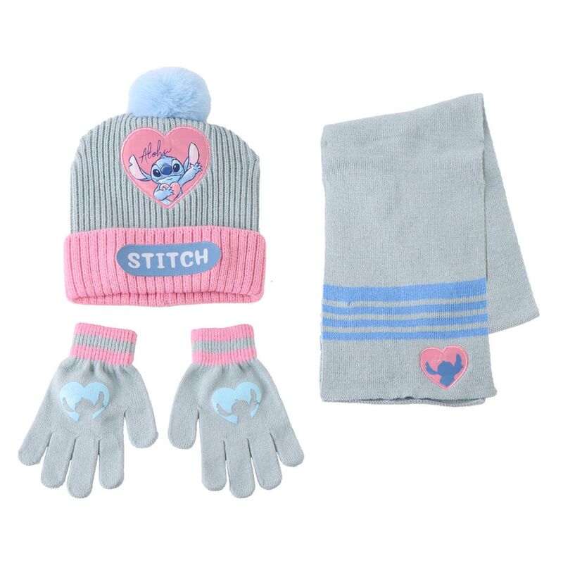 Conjunto gorro guantes braga cuello Stitch Disney Frikytopia
