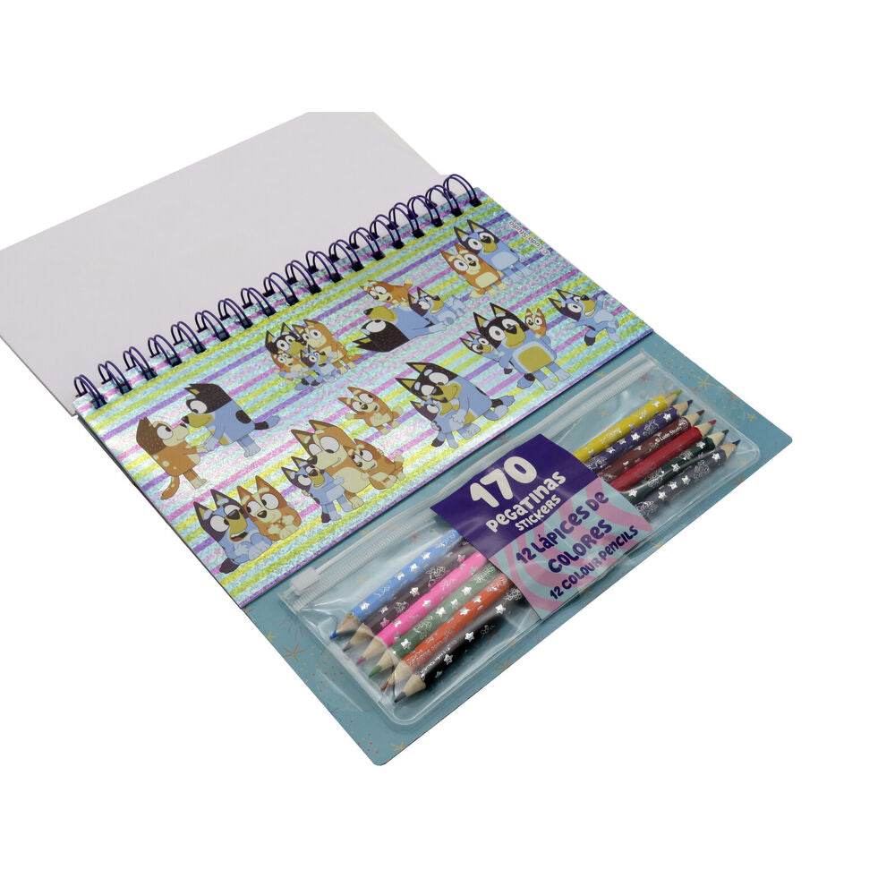 Set Coloreable con Pegatinas Bluey
