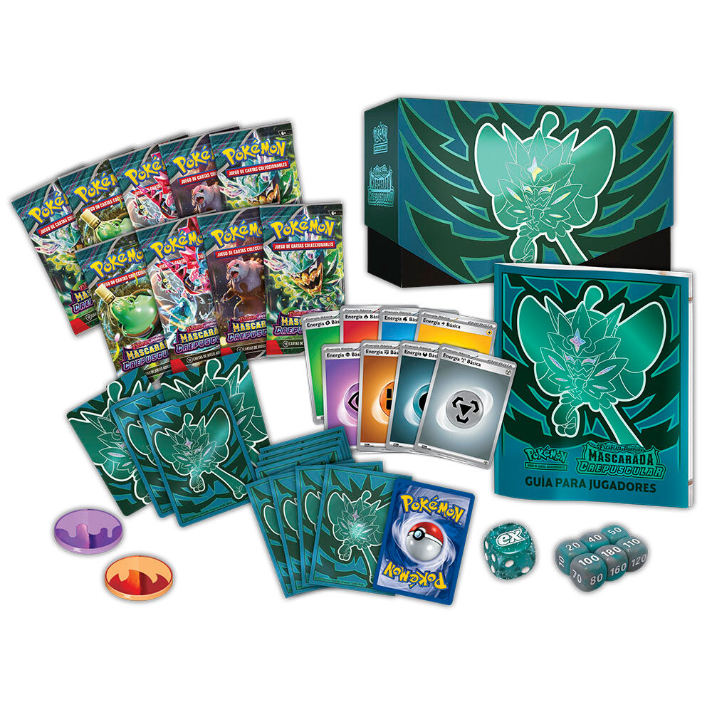 Estuche cartas Mascarada Crepuscular Escarlata y Purpura Pokemon Español Frikytopia